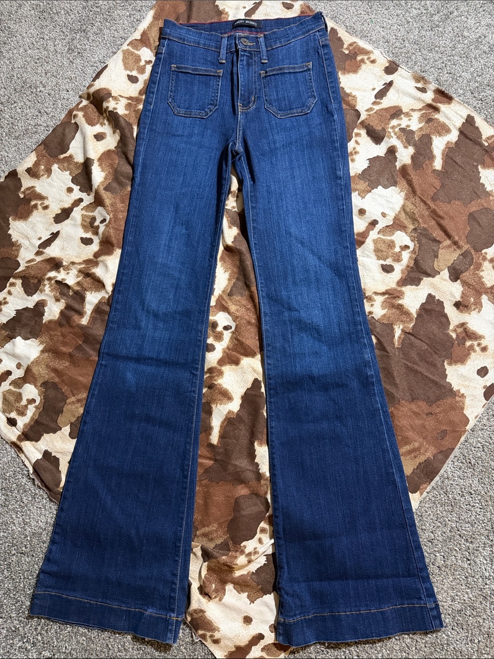Angry Rabbit Dark Wash Wide Flare Legged Denim Jeans 27/33